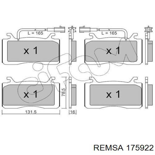 Колодки гальмівні передні, дискові 175922 Remsa