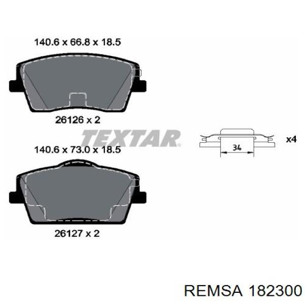 Гальмівні колодки Remsa 182300 ціна, від 32.47 USD