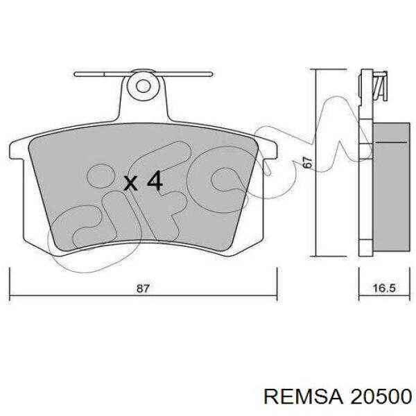 20500 Remsa колодки гальмові задні, дискові