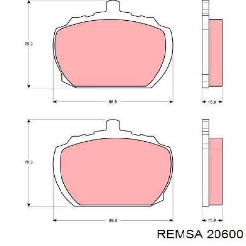20600 Remsa колодки гальмівні передні, дискові