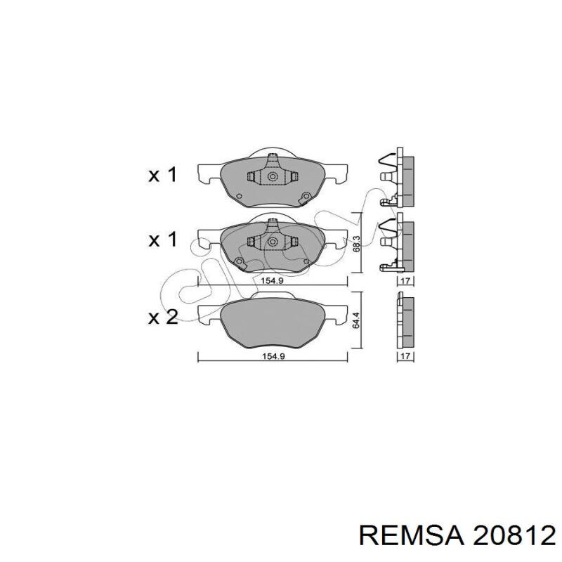 Передні тормозні колодки 20812 Remsa