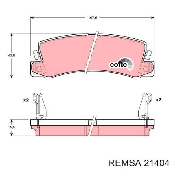 Колодки гальмові задні, дискові 21404 Remsa