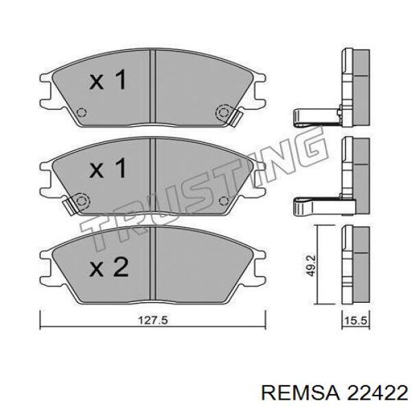 Колодки гальмівні передні, дискові 22422 Remsa