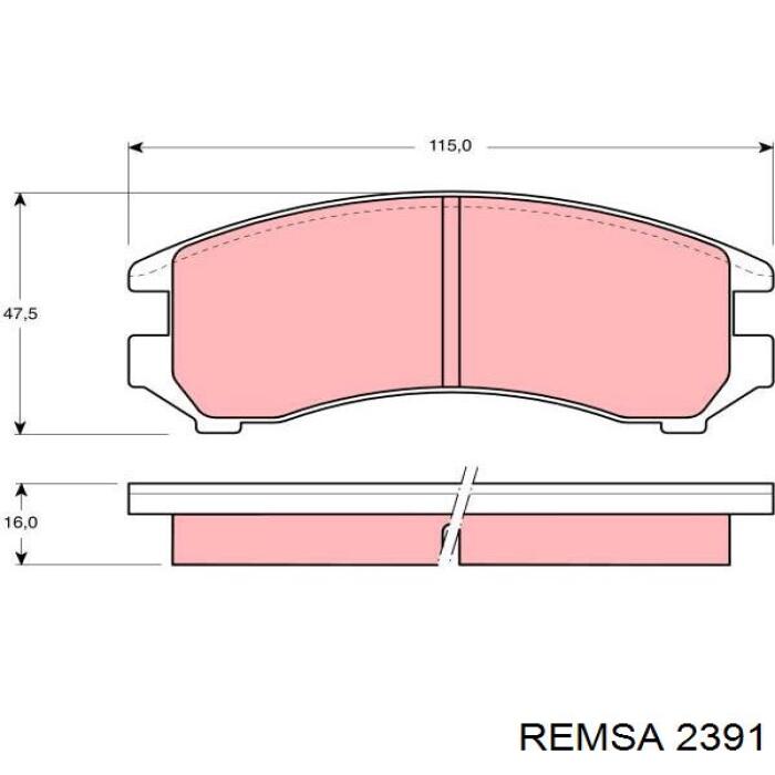 Колодки гальмові задні, дискові 2391 Remsa