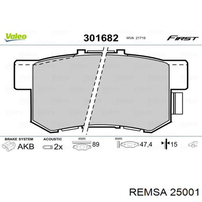 Колодки гальмівні передні, дискові 25001 Remsa