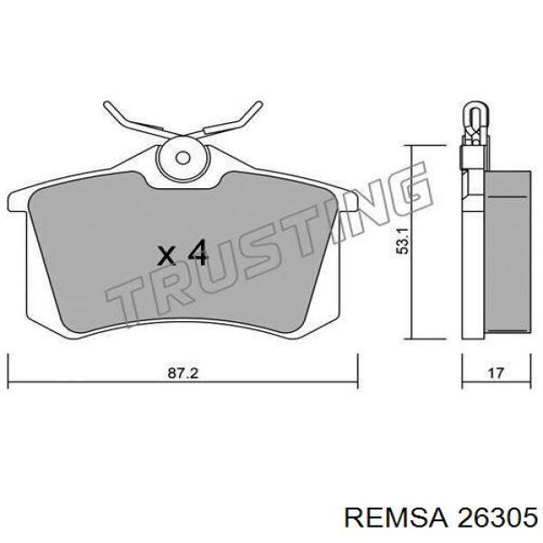 Колодки гальмові задні, дискові 26305 Remsa