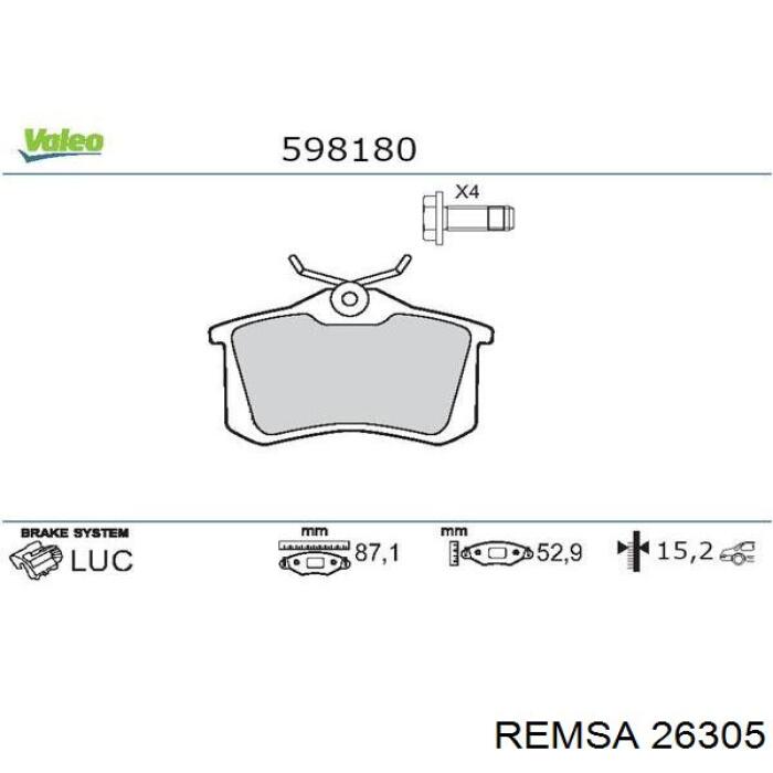 Задні гальмівні колодки Remsa 26305 ціна, від 19.59 USD