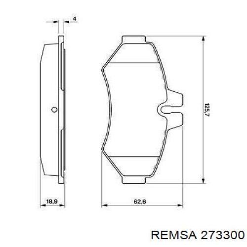 Задні гальмівні колодки 273300 Remsa