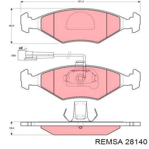 Колодки гальмівні передні, дискові 28140 Remsa