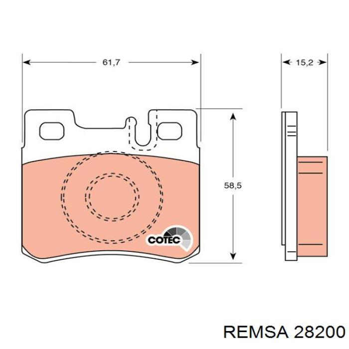 Колодки гальмові задні, дискові 28200 Remsa
