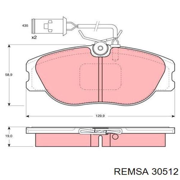 30512 Remsa колодки гальмівні передні, дискові