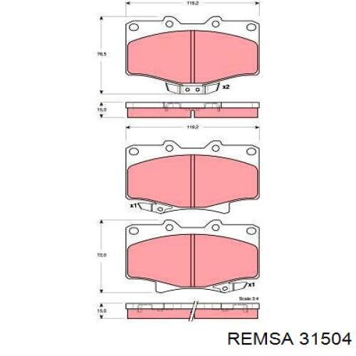 31504 Remsa колодки гальмівні передні, дискові