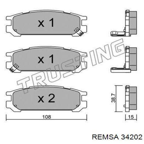 Колодки гальмові задні, дискові 34202 Remsa