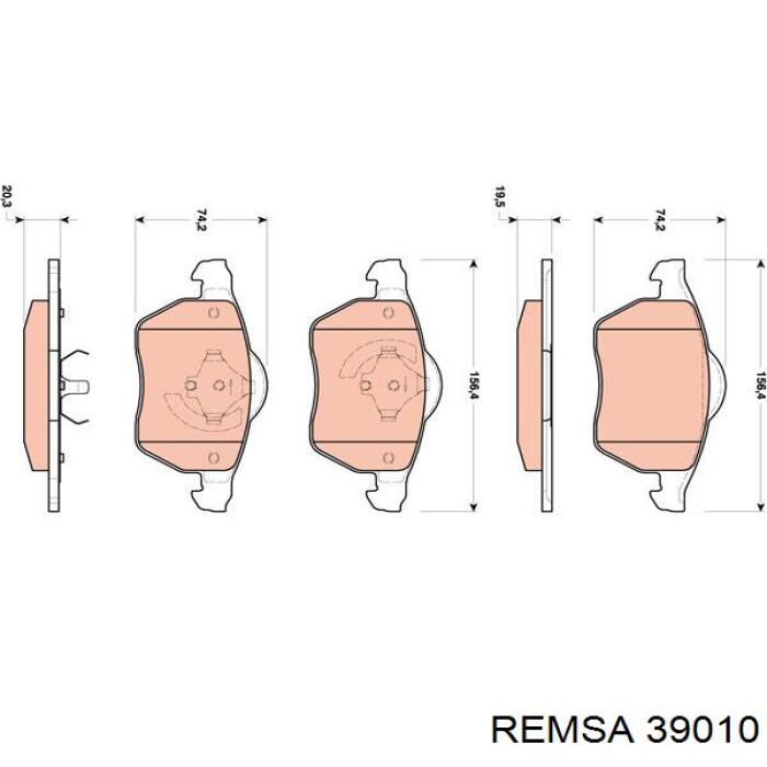 Колодки гальмівні передні, дискові 39010 Remsa