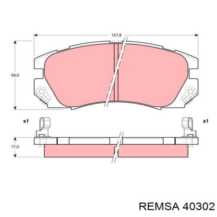 Колодки гальмівні передні, дискові 40302 Remsa