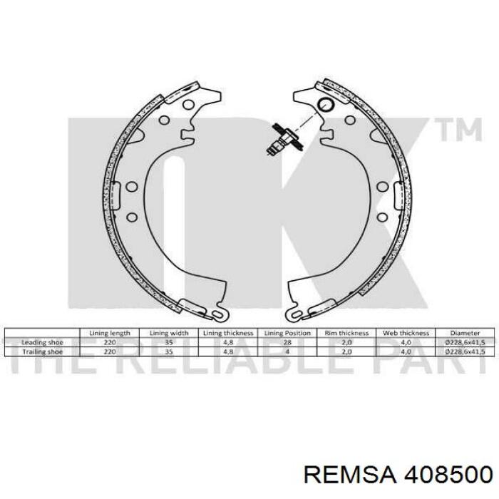 Гальма робочі задні ножні і гальмівні барабани Remsa 408500