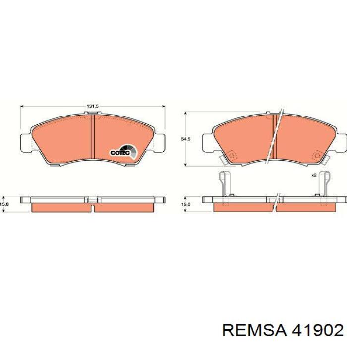 41902 Remsa Передні гальмівні колодки