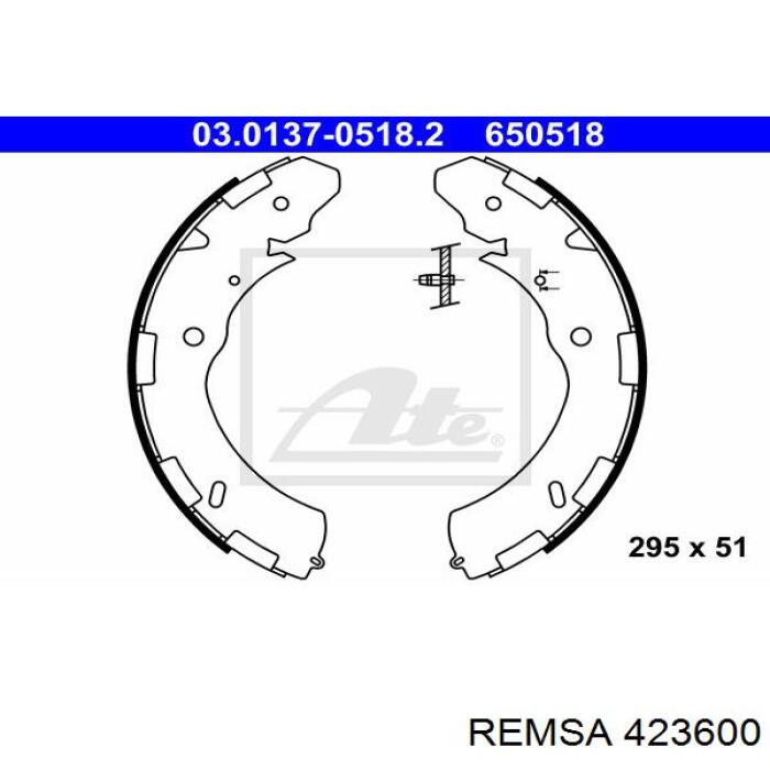 Колодки гальмові задні, барабанні Remsa 423600 ціна, від 37.00 USD