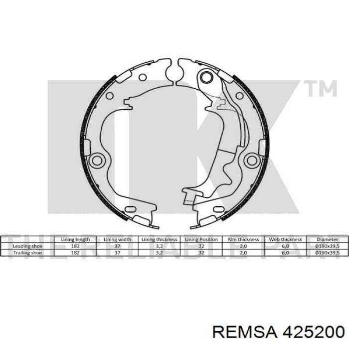 Колодки ручника 425200 Remsa