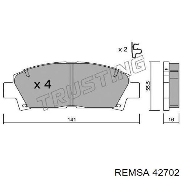 42702 Remsa колодки гальмівні передні, дискові