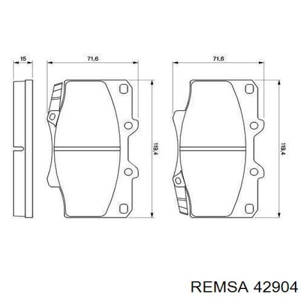 Передні тормозні колодки 42904 Remsa