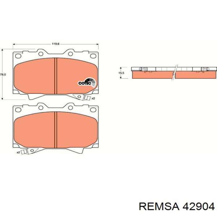 42904 Remsa колодки гальмівні передні, дискові