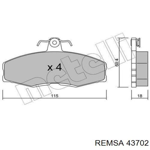 43702 Remsa колодки гальмівні передні, дискові