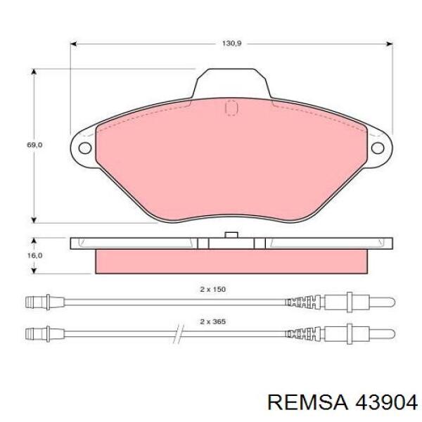 Колодки гальмівні передні, дискові 43904 Remsa