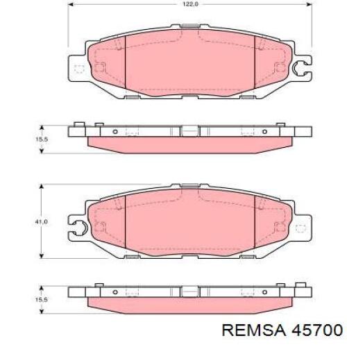 Колодки гальмові задні, дискові 45700 Remsa