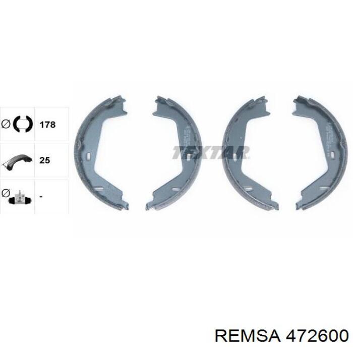 Колодки ручника/стоянкового гальма 472600 Remsa