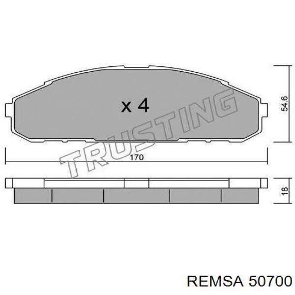 Колодки гальмівні передні, дискові 50700 Remsa