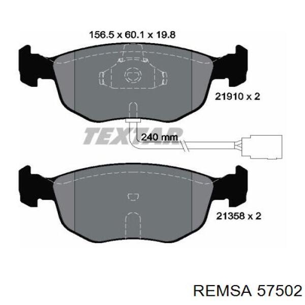 Колодки гальмівні передні, дискові 57502 Remsa