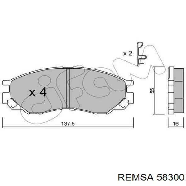 Колодки гальмівні передні, дискові 58300 Remsa