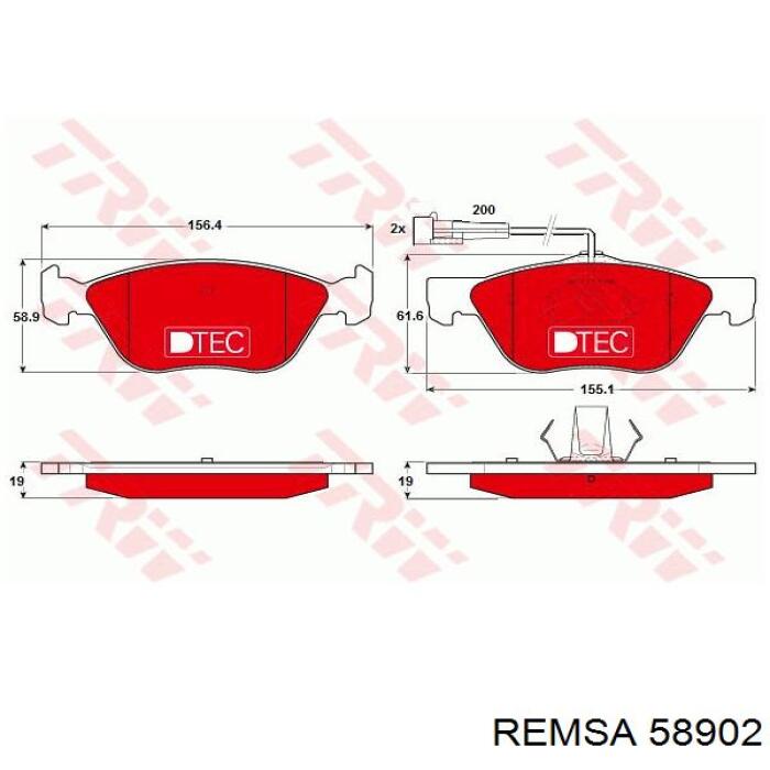 Передні тормозні колодки 58902 Remsa