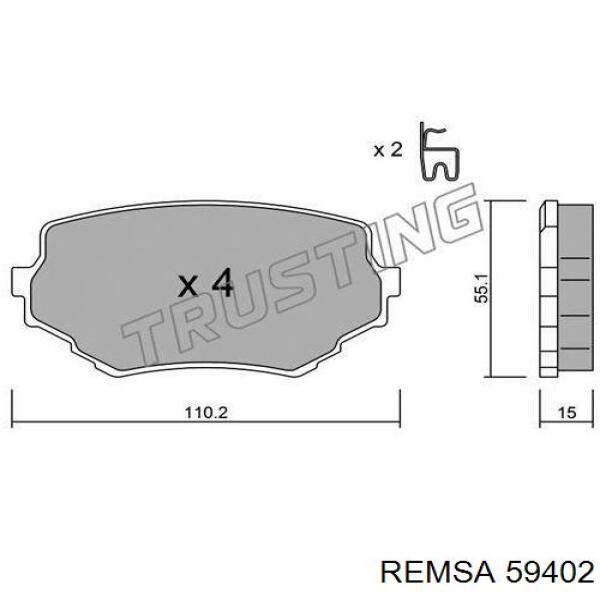 59402 Remsa колодки гальмівні передні, дискові