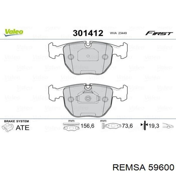 Колодки гальмівні передні, дискові 59600 Remsa