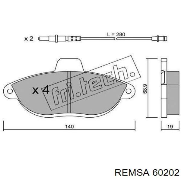 60202 Remsa колодки гальмівні передні, дискові