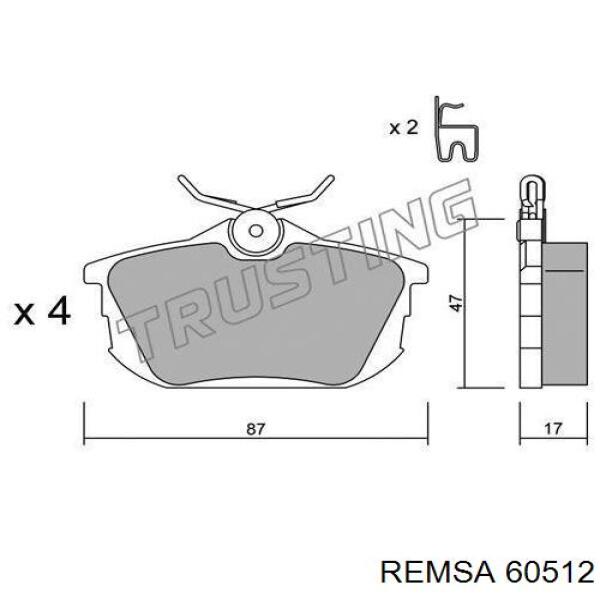 Колодки гальмові задні, дискові 60512 Remsa