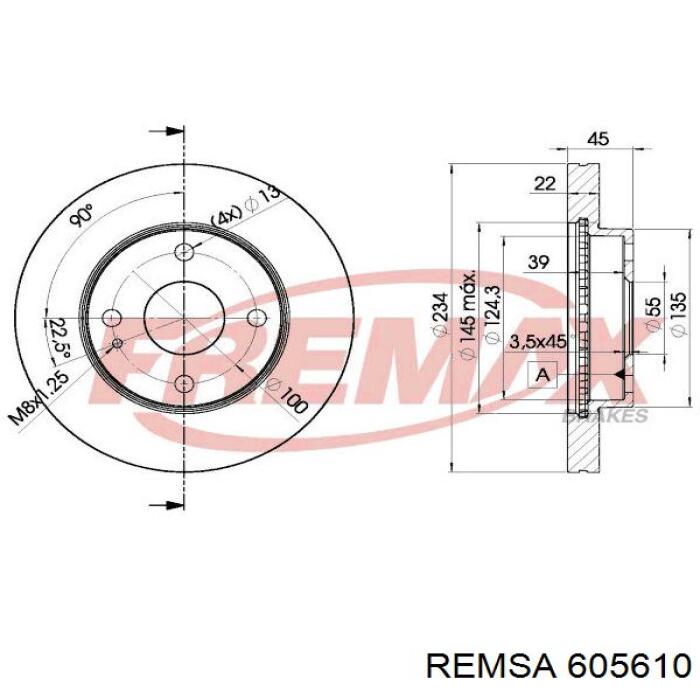Диск переднього гальма Remsa 605610 ціна, від 25.34 USD