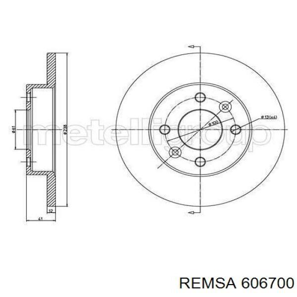 Диск переднього гальма Remsa 606700 ціна, від 20.22 USD