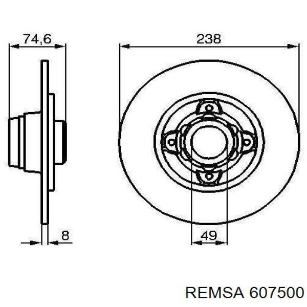 607500 Remsa диск гальмівний задній