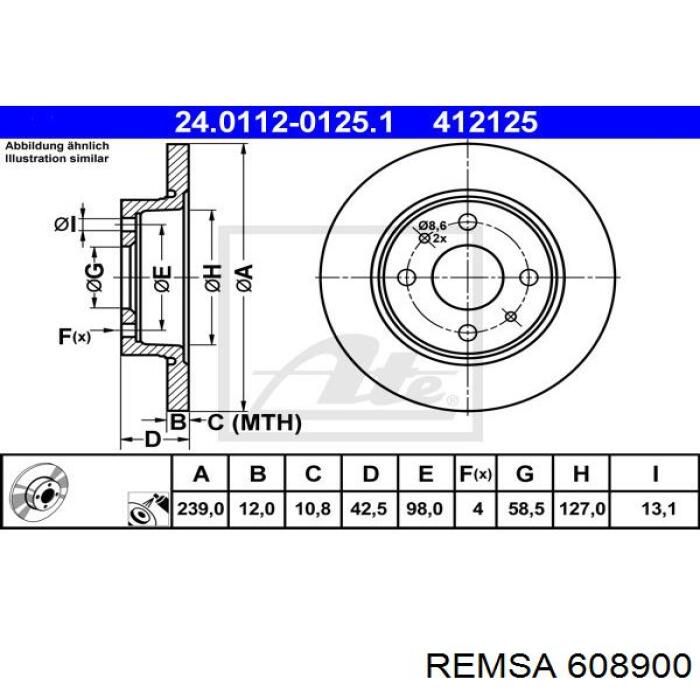 Диск переднього гальма Remsa 608900 ціна, від 19.54 USD