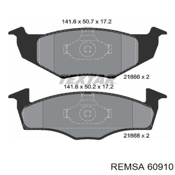 60910 Remsa колодки гальмівні передні, дискові