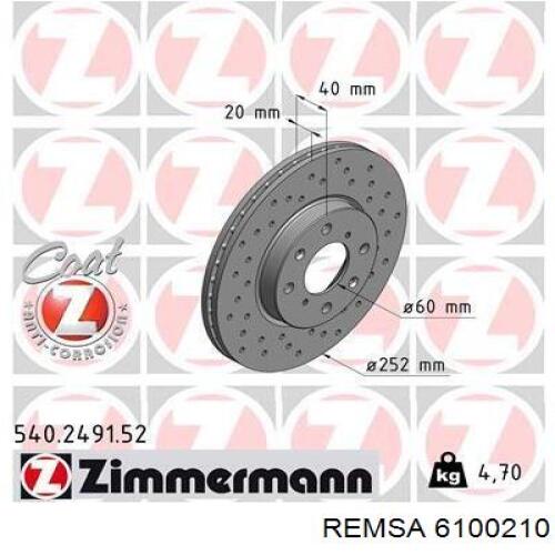 Диск переднього гальма Remsa 6100210 ціна, від 29.85 USD