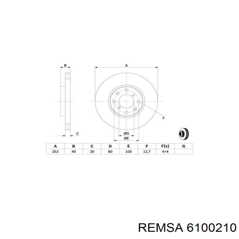 Диск гальмівний передній Remsa 6100210
