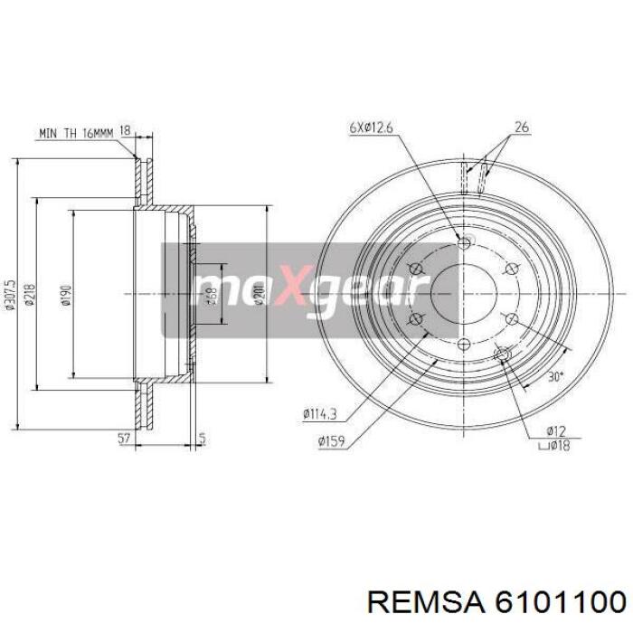 Диск гальмівний задній Remsa 6101100