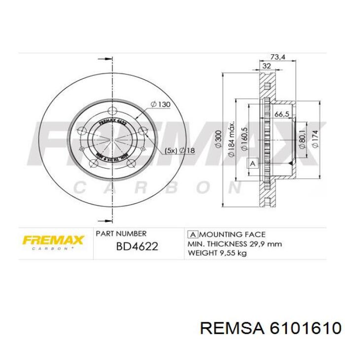 Гальмівні диски передні 6101610 Remsa
