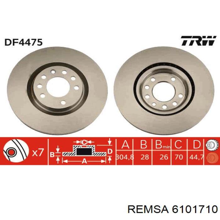 Диск гальмівний передній 6101710 Remsa