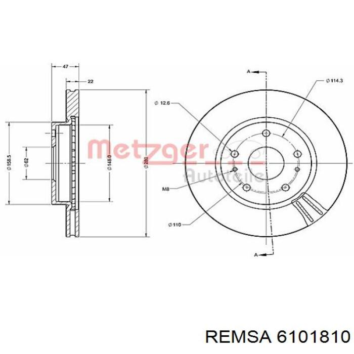 Диск переднього гальма Remsa 6101810 ціна, від 34.32 USD