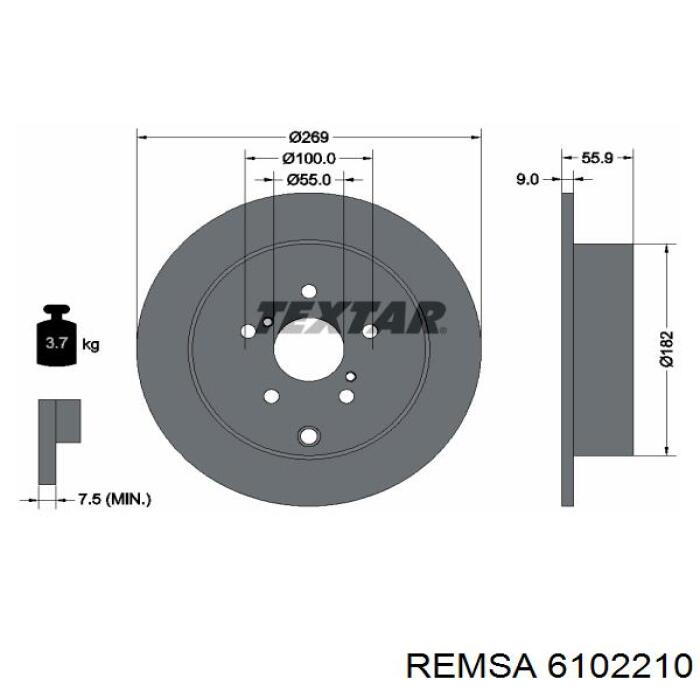 Диск гальмівний передній Remsa 6102210